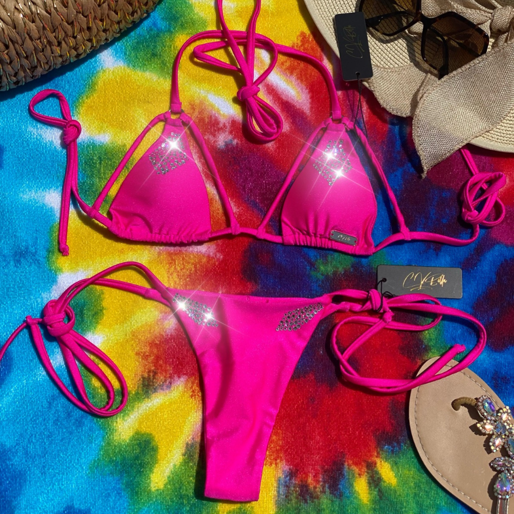 swim, bikini, sexy, woman, crystal, diamonds, shine, beach, thong, travel, vacation